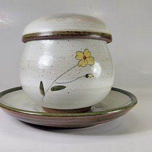 Single Serve Tea Brewer with Strainer Lid & Saucer Ceramic Flower Design